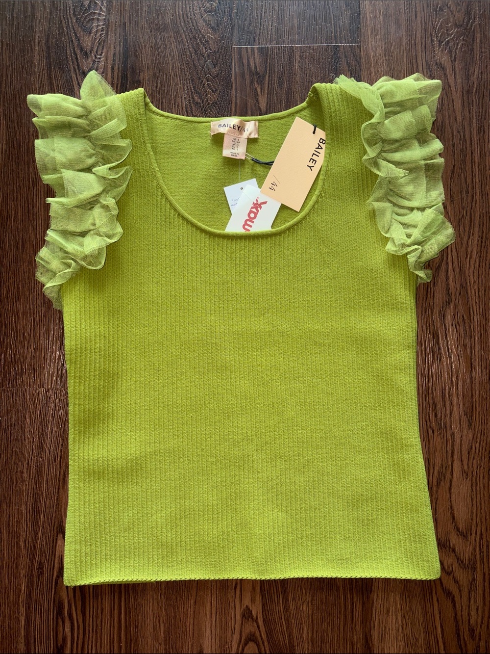 Bailey 44 Green Ruffle Sleeve Knit Tank